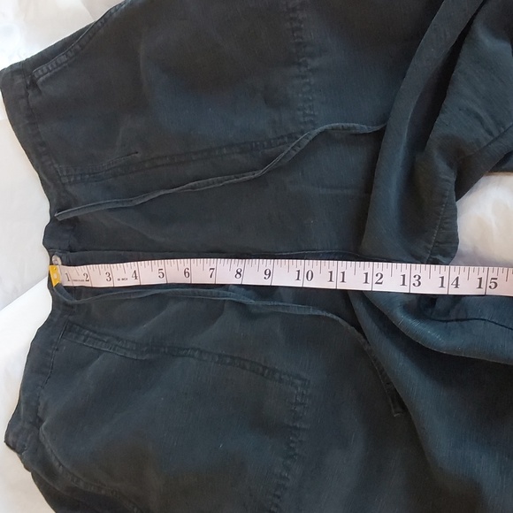 Linden Hill Black Silk Wide Leg Capri Pants Stretch Flowy Pockets Neutral Sz.M - Picture 6 of 10